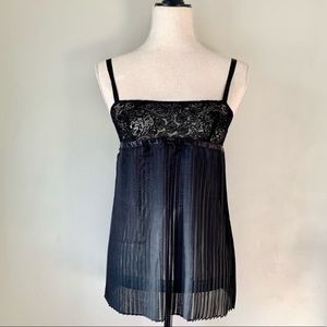 Vintage Y2K Victoria’s Secret Pleated Black Babydoll Slip•Like New